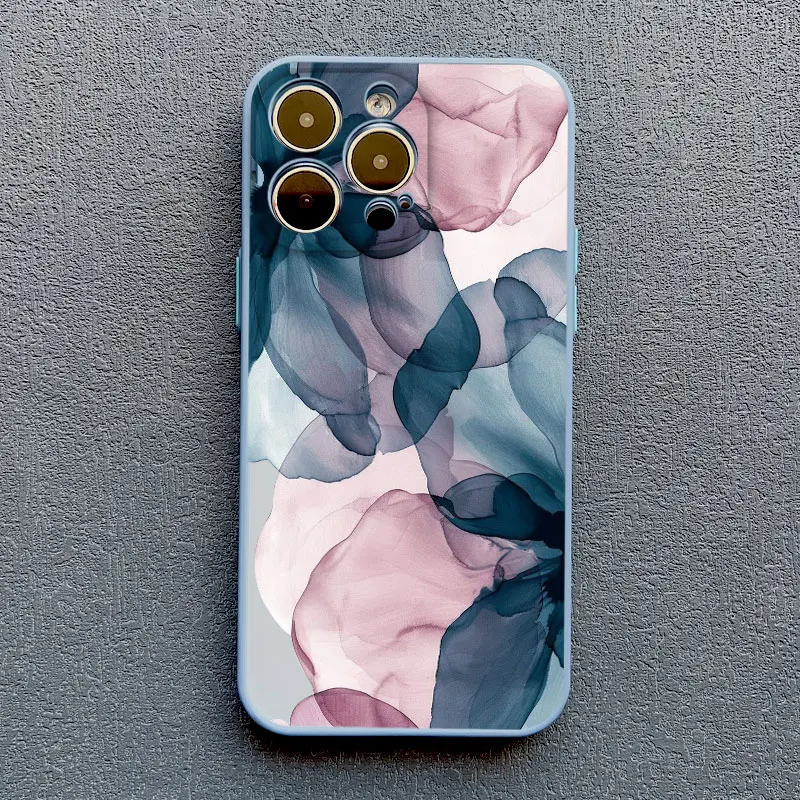 Tinte Waschen Malerei Blume Telefon Fall für iPhone 17 16 14 13 12 11 Pro Max X XS XR 16 15 14 Plus 12 13 Mini Stoßfest Zurück Abdeckung – Detail 8