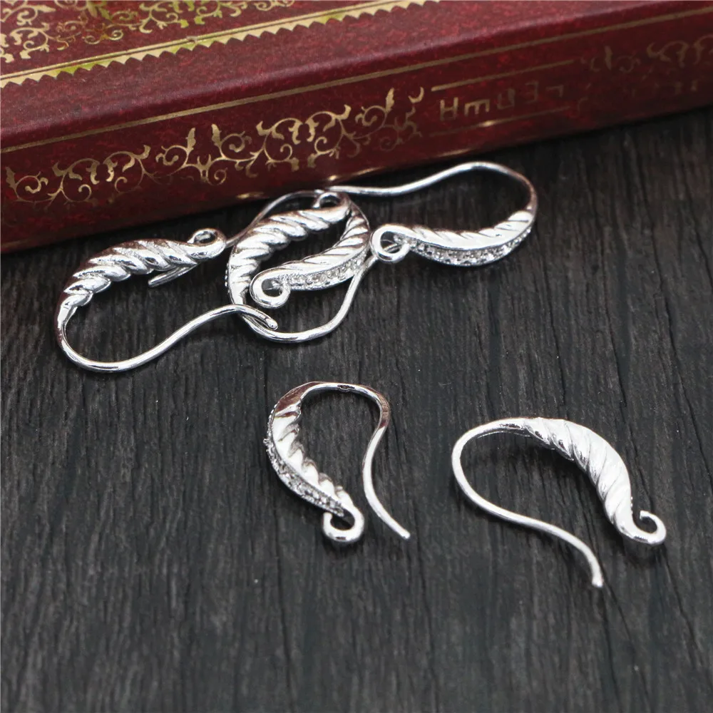 10pcs ( 5pair) 15*8mm banhado a prata brilhante e banhado a bronze gancho de orelha popular brincos de fios para mulheres moda brincos de jóias