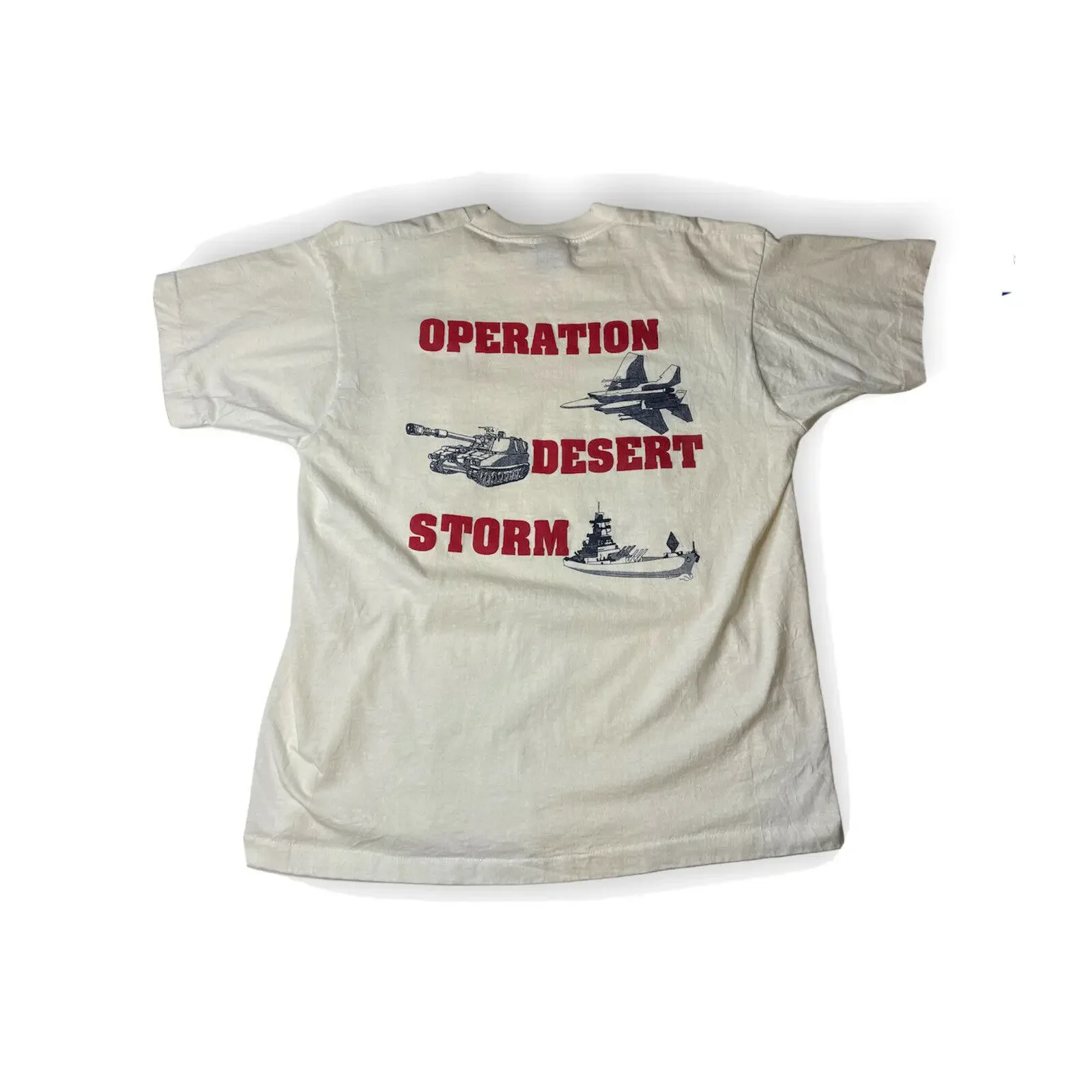 Vintage 90s Operation Desert Storm Back Printed T-shirt Men's 100% Cotton Casual T-shirts Loose Top Size S-3XL