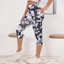 Capri Leggings with Pockets for Women High Waisted Workout Leggings Tummy Control Yoga Pants