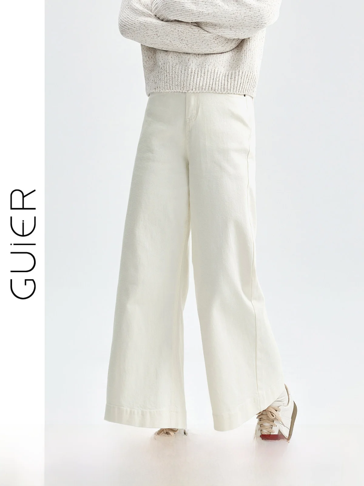 

Женские джинсы Guier с высокой талией, прямые, свободные, повседневные, универсальные, узкого кроя, широкие брюки, осенняя новинка, женские джинсы