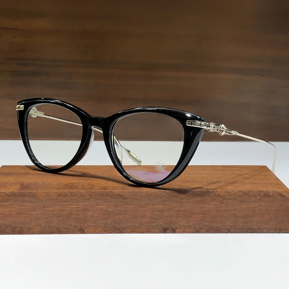 

2024 Women Myopia Glasses Frame Cat Eye Titanium Acetate Brand Designer Personality Fashion Anti-blue Prescription Glasses