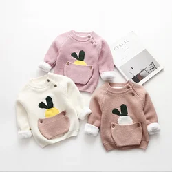 IENENS Baby Boys Girls Warm Sweaters Clothes Toddler Infant Sweater Coats Children Cartoon Thicken Tops Wool Pullovers Clothing