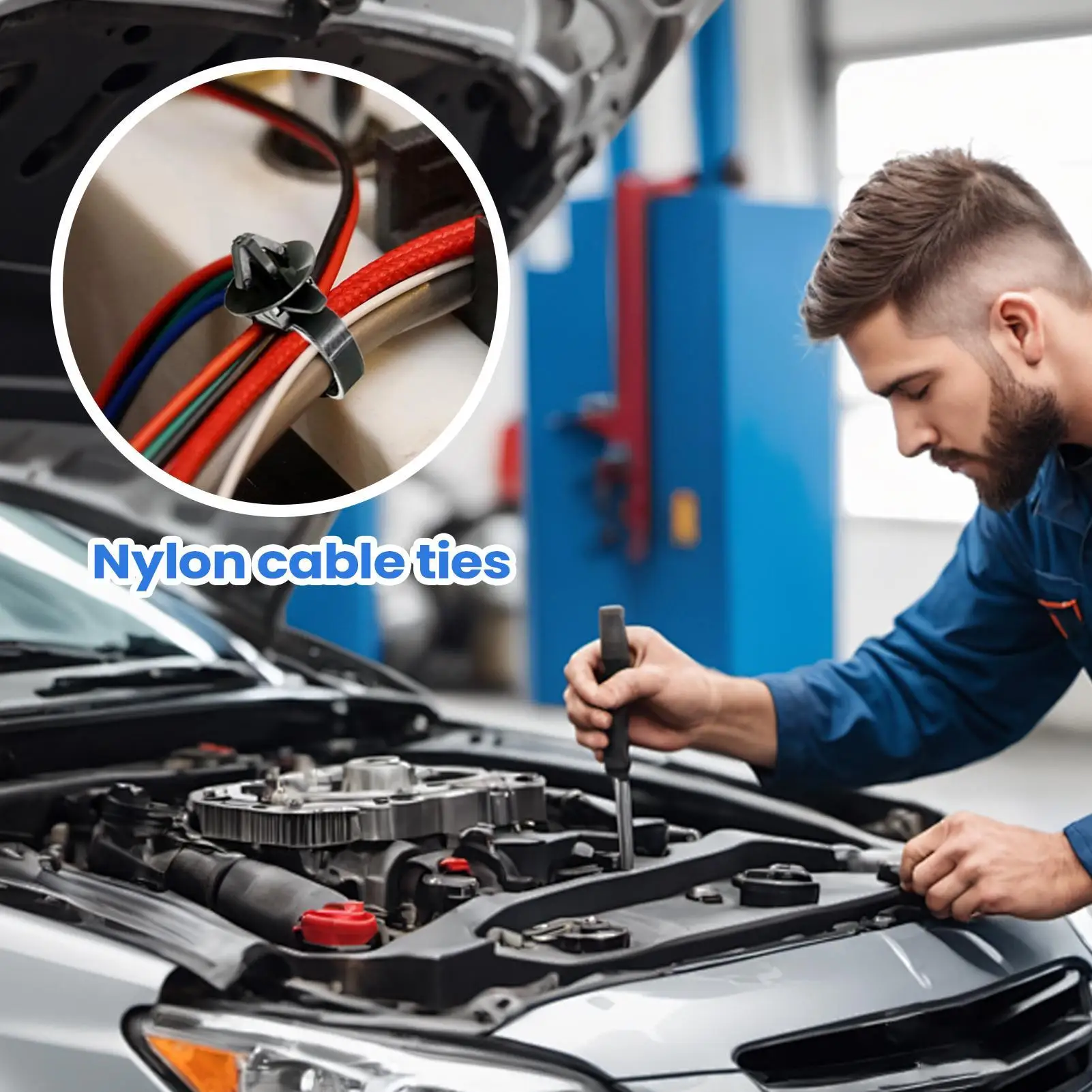 

Nylon Universal Cable Tie Buckle-Heavy Duty Zip Ties Holder with Pin & Button Design Plastic Cable Ties Tool Fasteners Car Body