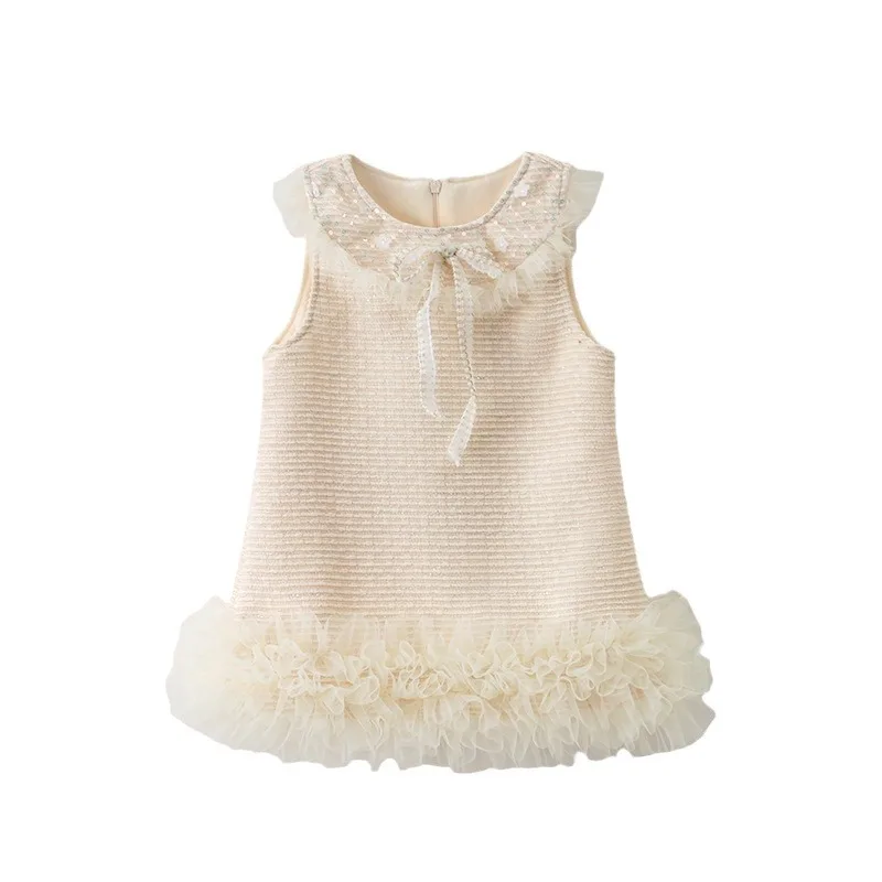 

New Baby Girls TUTU Dress Kids Children Vest Dress Bow Sequins Sleeveless Casual Dresses Spring Autumn Clothes 2-6 Years L405