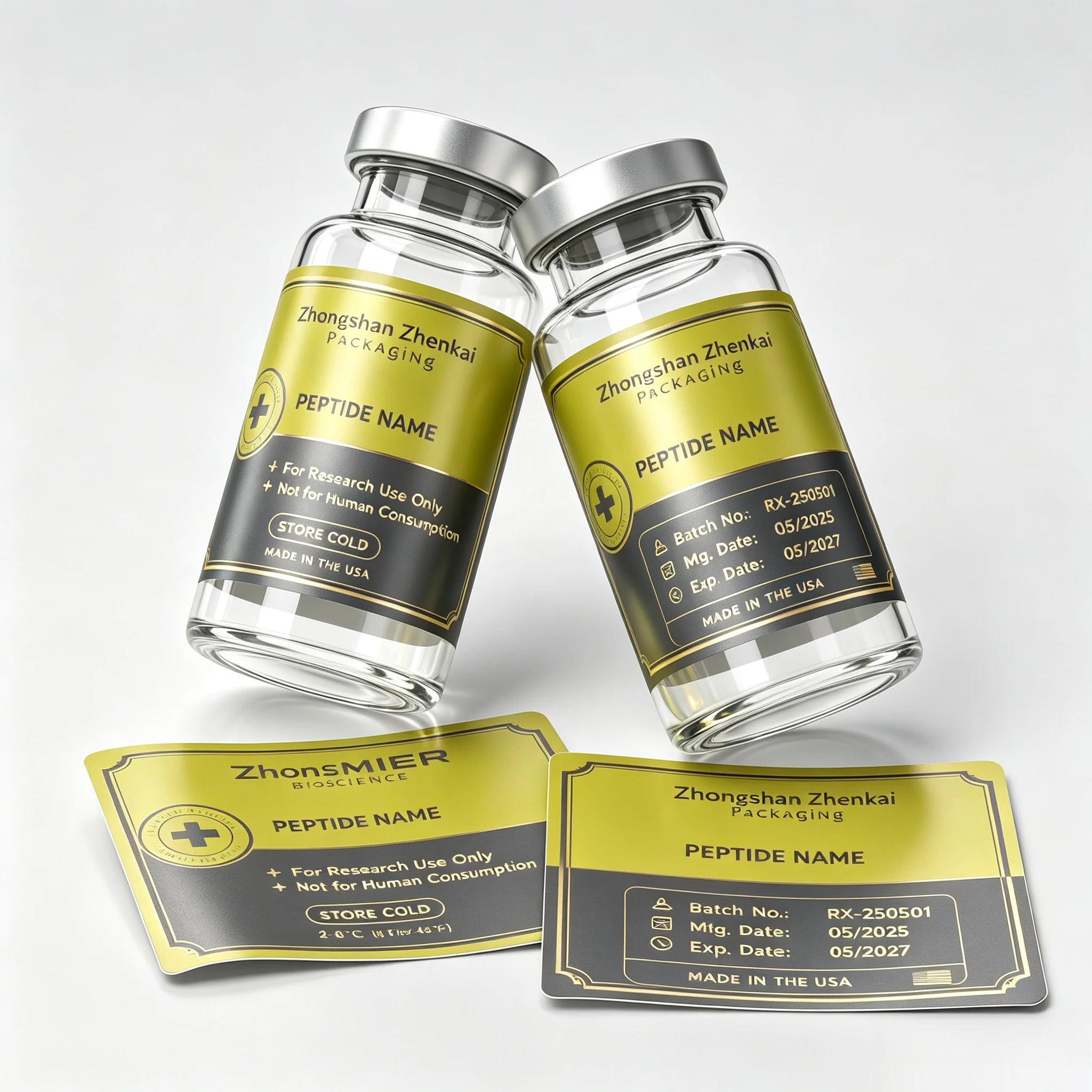 Fitness Skincare Supplement Bottle Custom Peptide Packaging Stickers Paper Boxes Compatible With 3ml 5ml 10ml Injection Vials