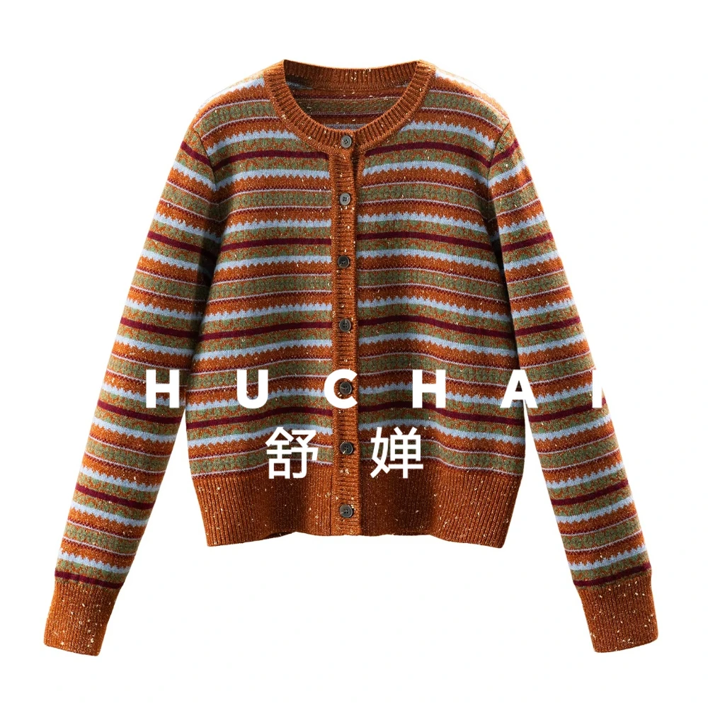 

Рождественский жаккардовый свитер Golen Beans Fair Islan 100, шерстяной свитер, кардиган, женские свитера 52I5 для женщин