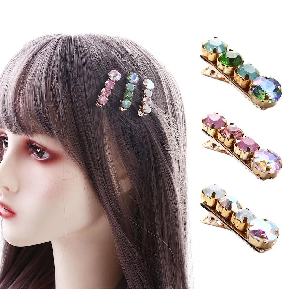 Luxury Colorful Crystal Gem Bang Clip Sweet Cute Female Beads Duckbill Clip Simple Creative Grils Party Small Side Clip