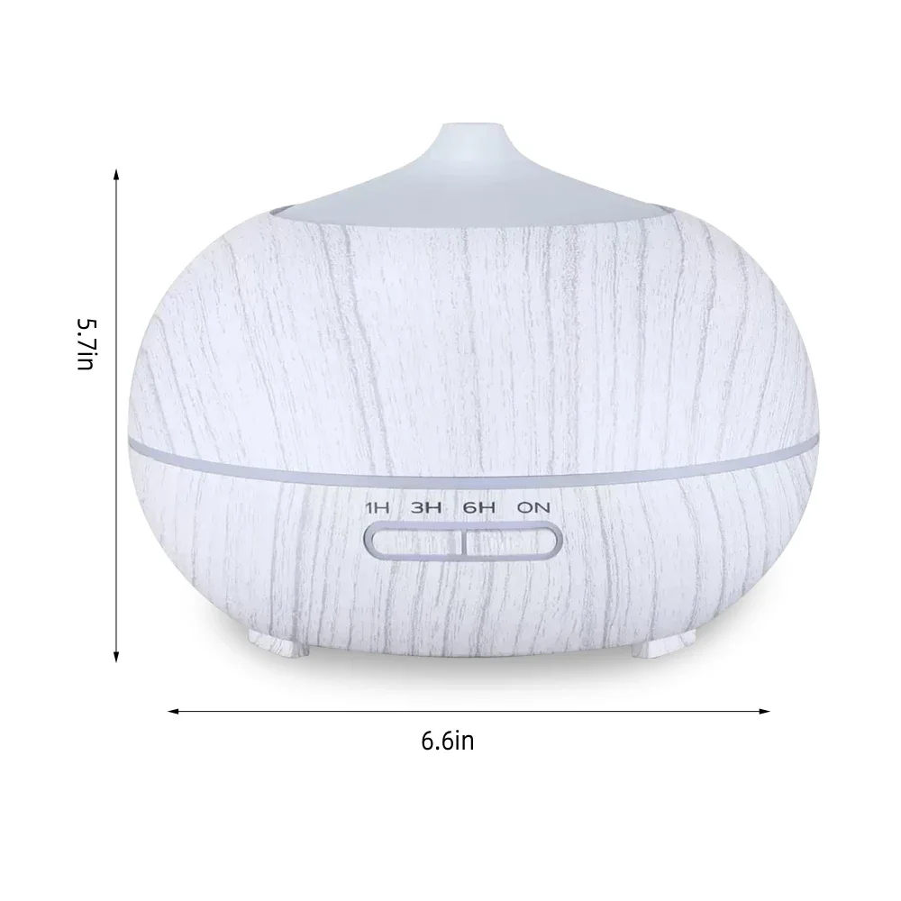 موزع روائح الزيوت العطرية للحبوب الخشبية سعة 550 مل، جهاز تحكم عن بعد، 6 زيوت، ضوء مزاج LED بـ 7 ألوان