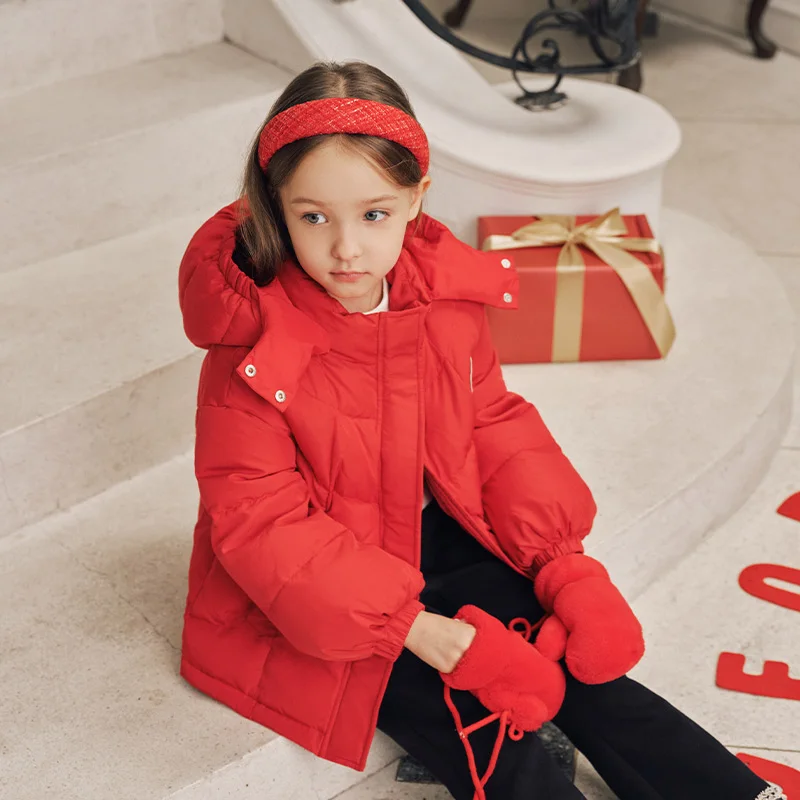 Dave Bella Girls Thicken Down Parka Jacket Children Winter Warm Hooded Down Coats Waterproof Outdoor Outwear Clothes DK4243816