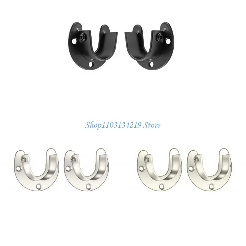 N5KC 2pcs Steel Curtain Rod Supports Rod Brackets Simple Installation for Closet Use