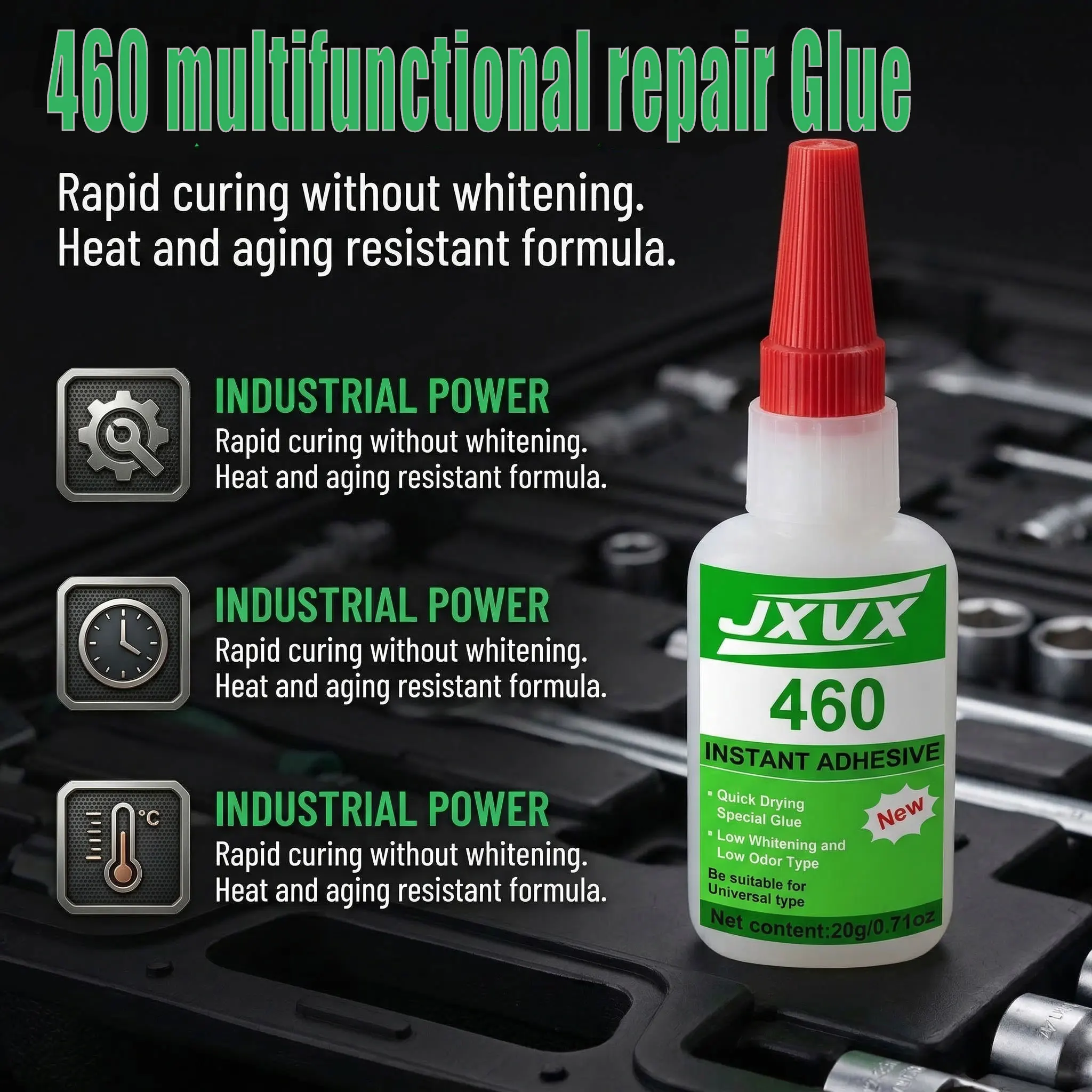 460 High Viscosity Precision Glue, Fast Drying Cyanoacrylate Super Glue Strong Instant Adhesive for Home Office Industrial Repair Materials, Heat Resistant