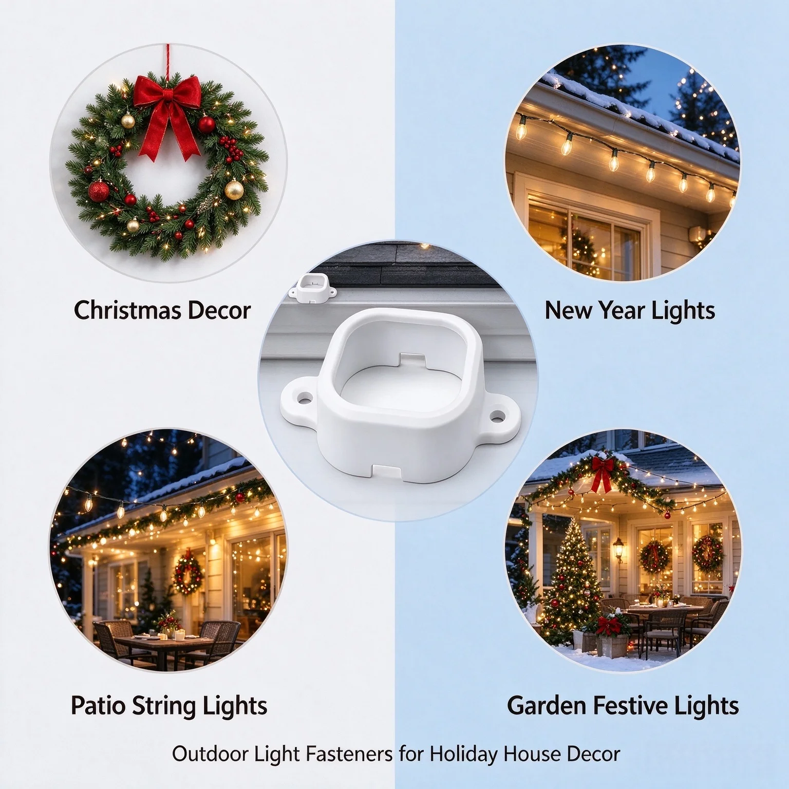 200Pcs Weatherproof Outdoor Christmas Light Clips with Screws, Light Holders Compatible with H706 H806 Series for Holiday Decor