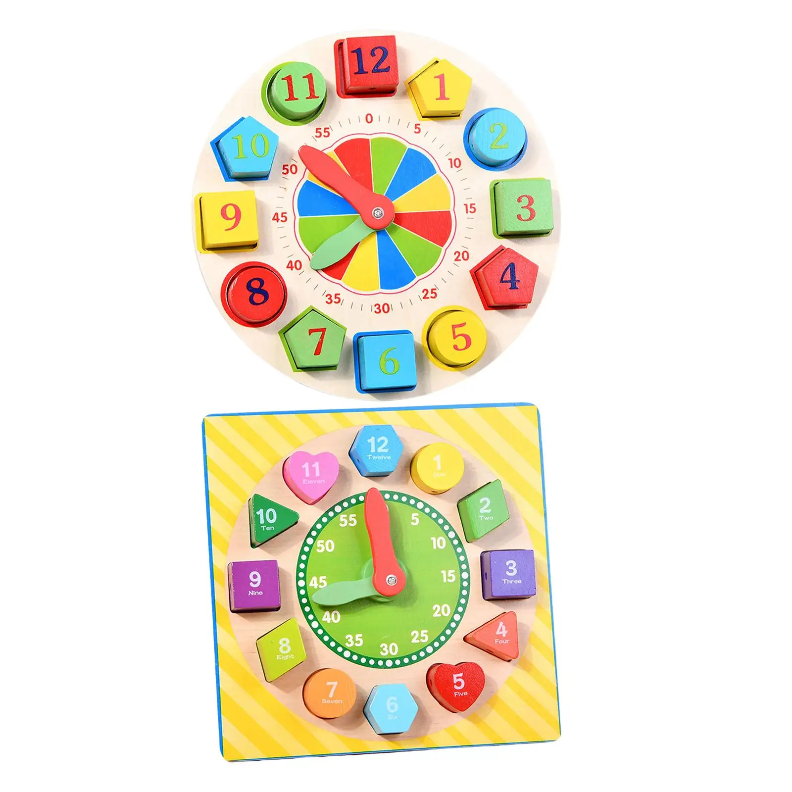 Montessori Wooden Clock Toys Wooden Lacing Threading Toys for Baby Boys