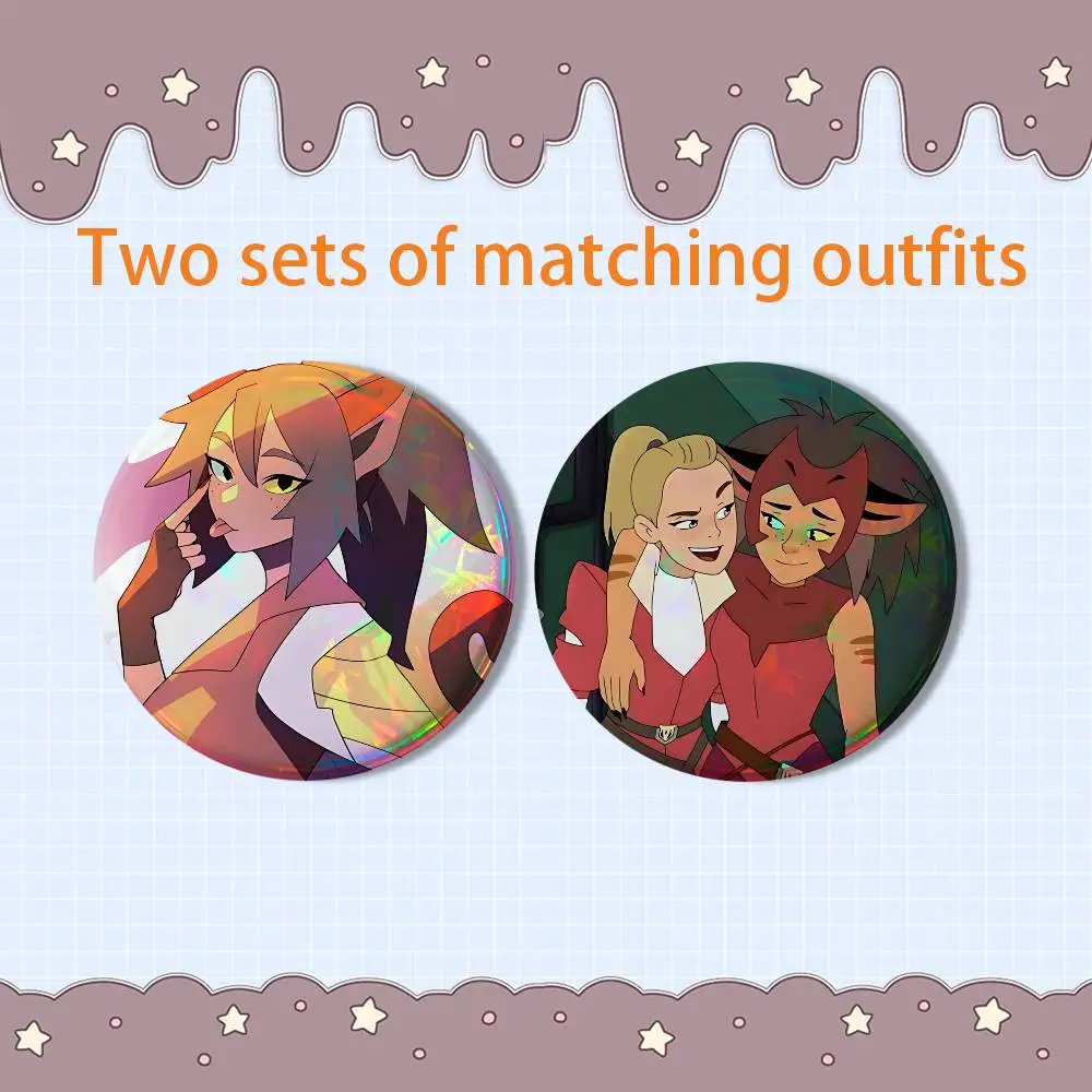 Catra Golden armor Adora She Ra 2 piece set Badges On Backpack Jacket Cartoon Round Brooches Acrylic Button Pins Collection