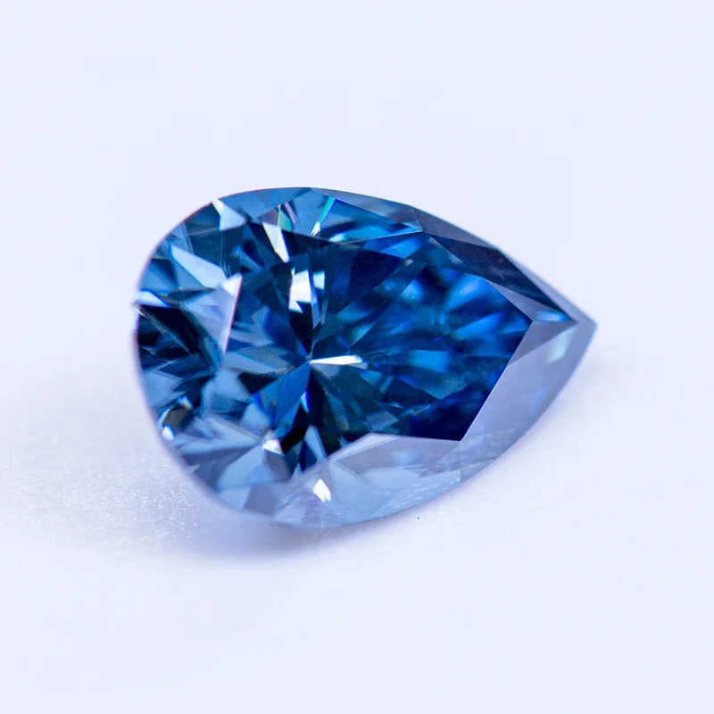 Moissanite Stone Pear Cut Primary Color Royal Blue Lab Grown Diamond for Charms Woman Jewelry Making with GRA Certificate