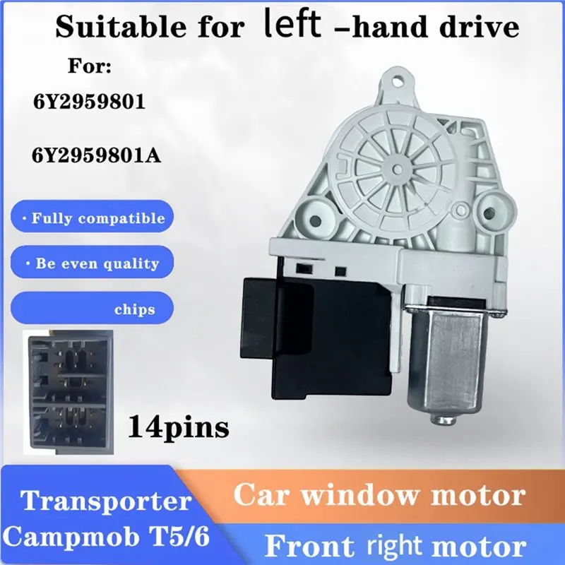 For Skoda Fabia 6Y 00-07 LHD Front Window Motor Regulator 14PIN For VW Transporter T5 03-15 POLO 9N 01-09 6Y2959801 R