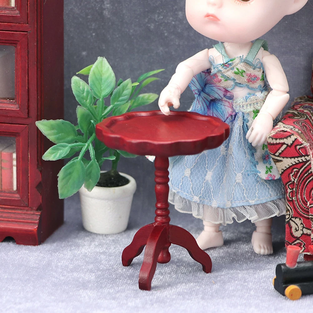 1pc Mini Coffee For House Decoration Small Round Wooden Table Kids Desk Natural Wood Mini Tea Table Furniture Gift Friends