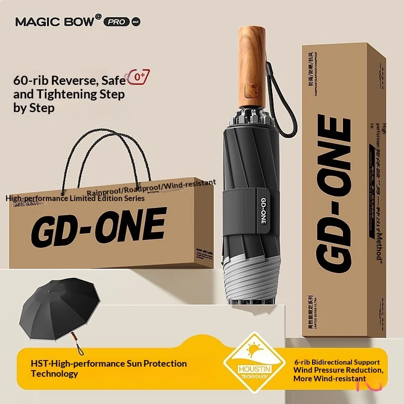 Wholesale Auto Open Heavy Duty Windproof Umbrella 60cm Reinforced Arc Anti Rebound