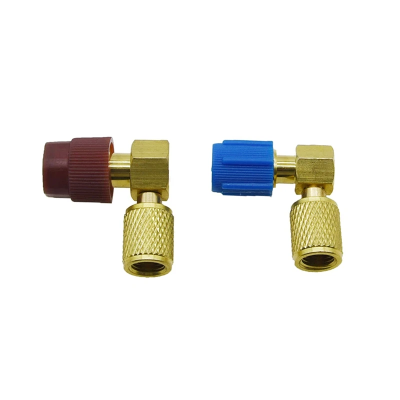 

2PCS A/C Charging Adapter Converts R12 Port To Accept R134a Quick Disconnect Retrofit Connector 90 Degree