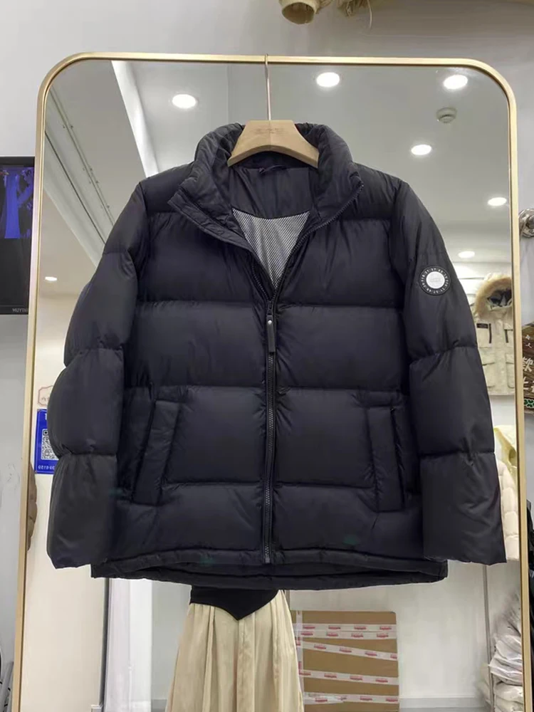 

Winter Warm White Duck Down Parker Outwears Women Stand Collar Solid Short Down Jacket Female Zipper Thickening Quilted Jacket