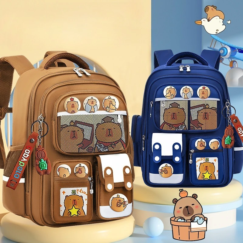 

Waterproof Capybara Backpack Large Capacity Alleviate Burden School Bag Protecting Spine Widen Straps Backpack for Students