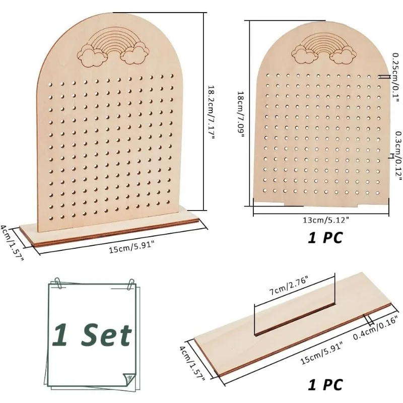 1pc Wood Earring Display Stand 144 Holes Wooden Pegboard Display Stand Earring Holder Jewelry Organizer Rack with Rainbow