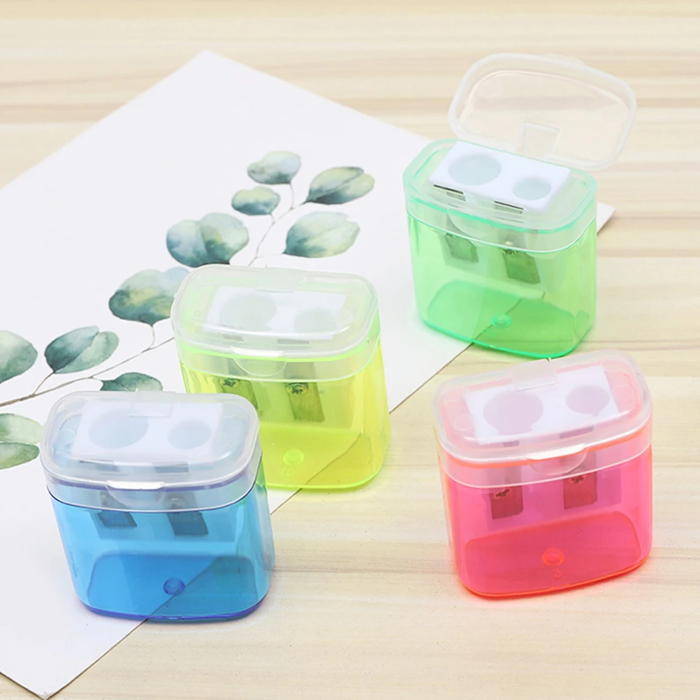 

48pcs Pencil Sharpener Double Hole Manual Sharpeners Portable Colored Stationery Household Small Size Practical Gift