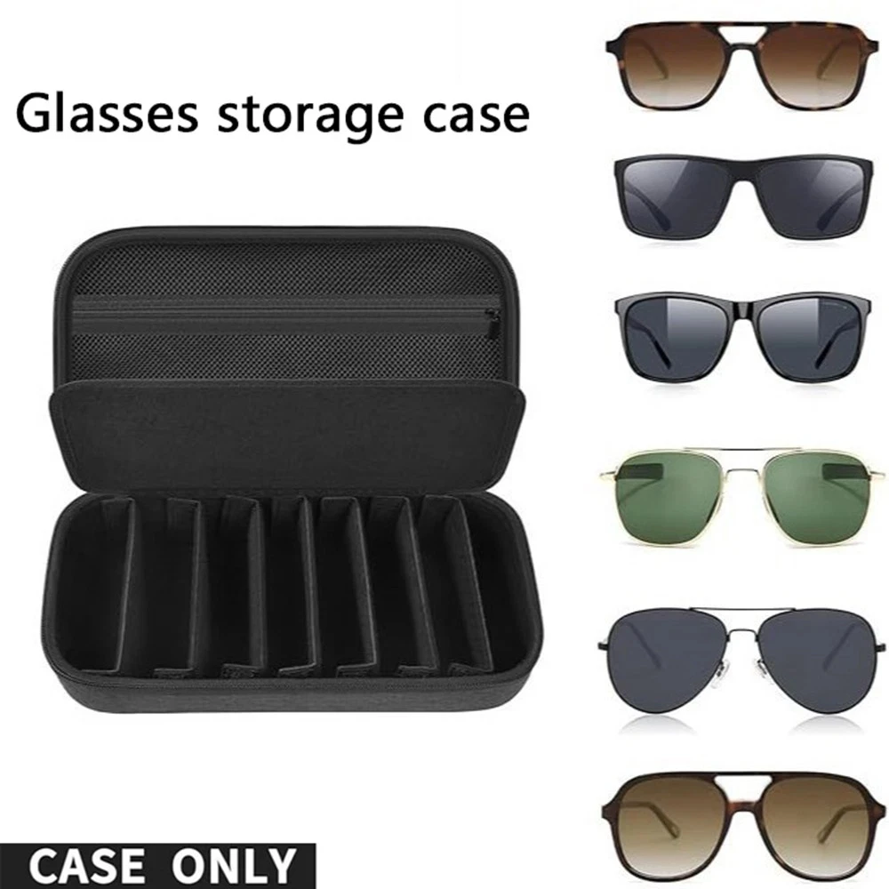 

Чехол для очков с мягкой подкладкой, 7-слотовый чехол для очков, органайзер для солнцезащитных очков, жесткий ящик для хранения очков для путешествий, полетов, спортивная сумка