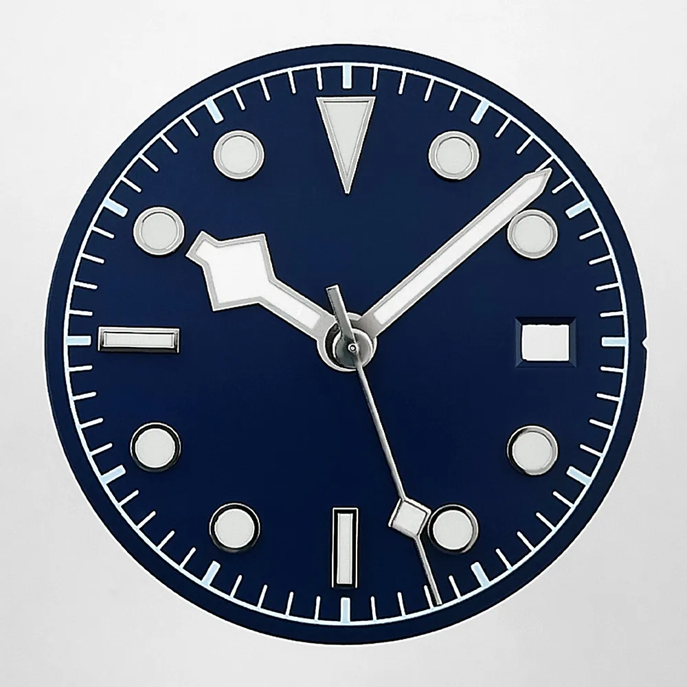 30,5-mm-Zifferblatt C3, grün leuchtend, passend für Miyota 8215 Uhrwerk, schwarz-grün-blues Zifferblatt, silberne Zeiger, Uhrenteile und Zubehör – Detail 4