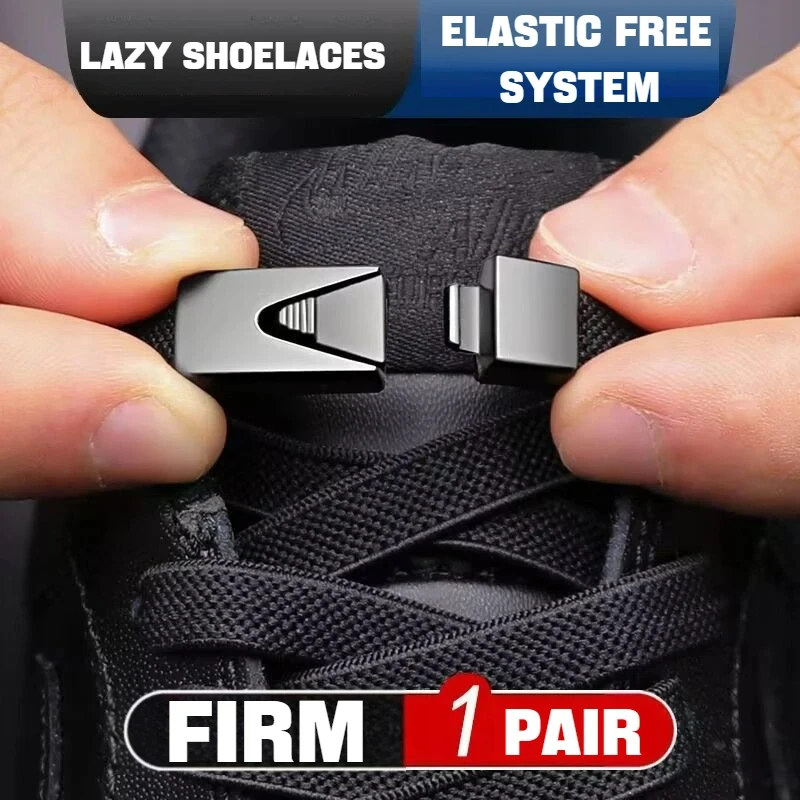 1Pair 8MM No Tie Shoe Laces Elastic Laces Sneakers Boots Lock Shoelaces Without Ties Kids Adult Wide Rubber Bands Flat Shoelace