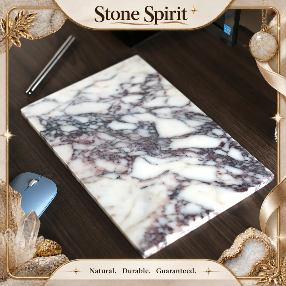 30x20x1cm Luxury Natural Marble Turkey Calacatta Viola Tray for Kitchen Storage and Bedroom Vanity Cosmetics Home Room Decor