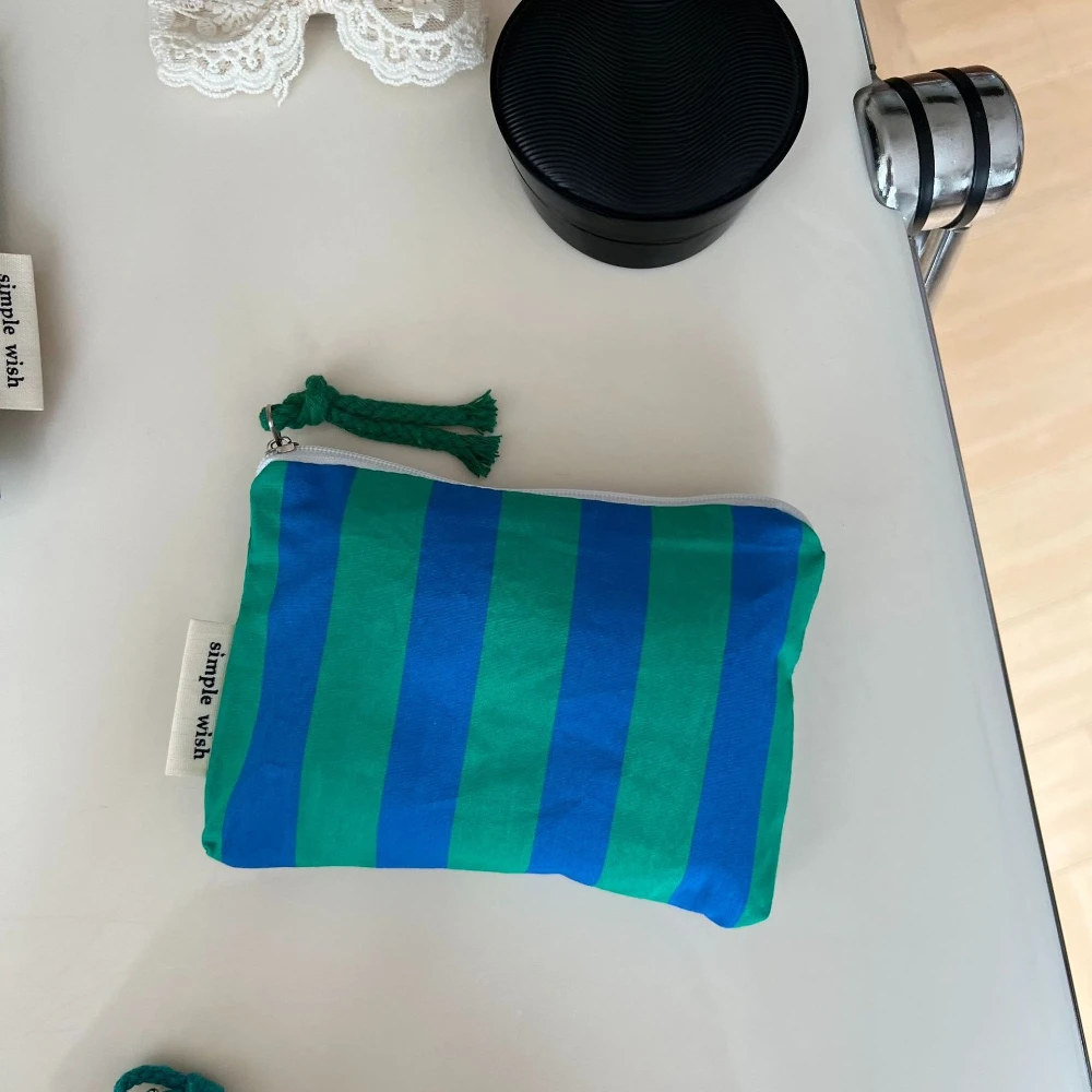 Retro Fashion Plaid Striped Cotton Makeup Bag Portable Women Cosmetic Organizer Cute Mini Lipstick Storage Coin Purse