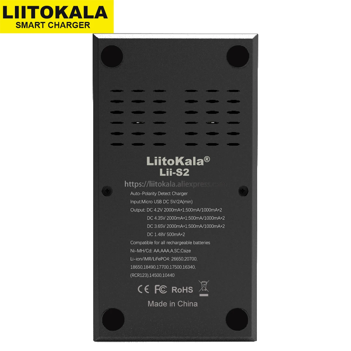 Liitokala Lii-S2 LCD Lithium  NiMH Battery Charger For 3.7V 18650 18350 18500 16340 21700 20700B 20700 14500 26650 1.2V AA AAA