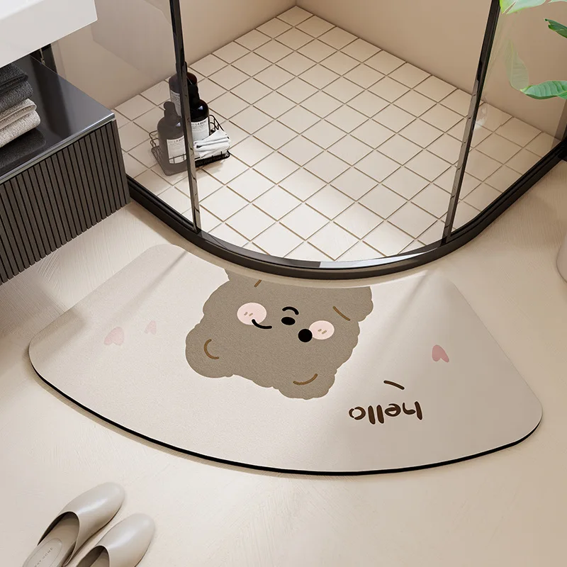 

Super Absorbent Diatom Mud Fan-Shaped Shower Floor Foot Mat Circular Shower Room Non-Slip Foot Mat Quick-Drying Curved Door Mat