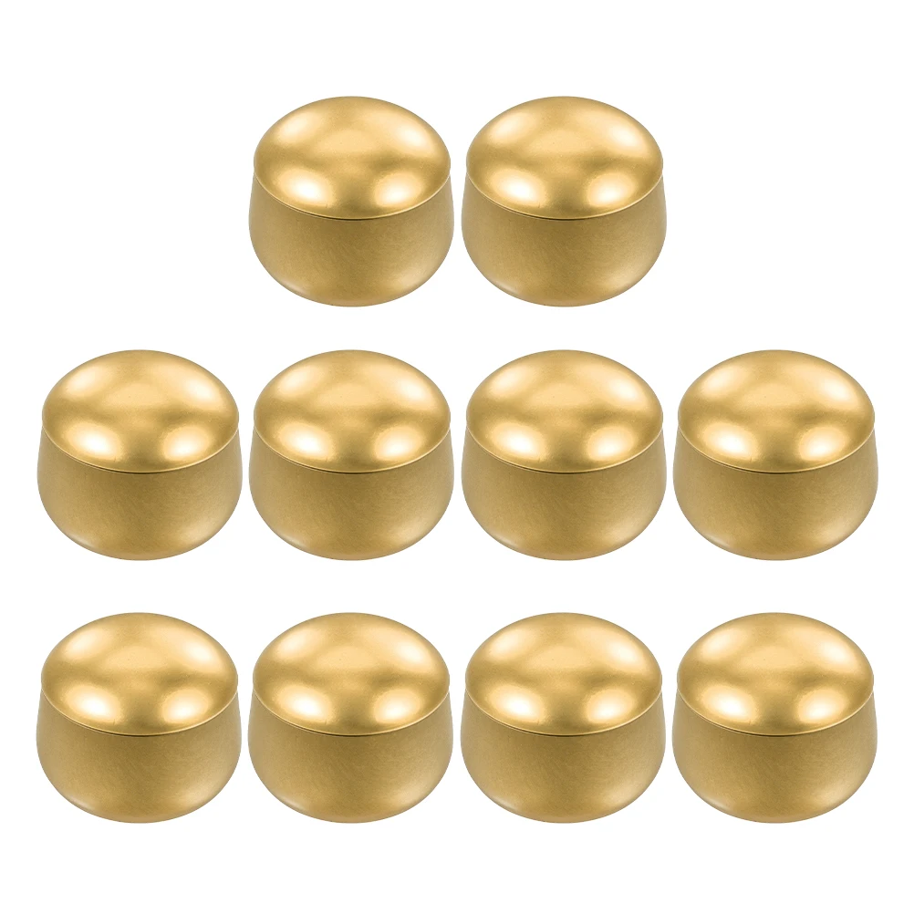 

10pcs Tea Candy Storage Boxes Airtight Golden Tinplate Jars with Lids Kitchen Countertop Loose Leaf Organizer Sugar Containers