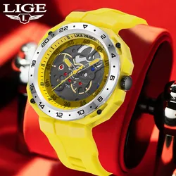 LIGE Fashion Casual Sports Quartz Man Watches Outdoor Military Watch for Men Waterproof Chronograph Luminous Silicone Gear Clock