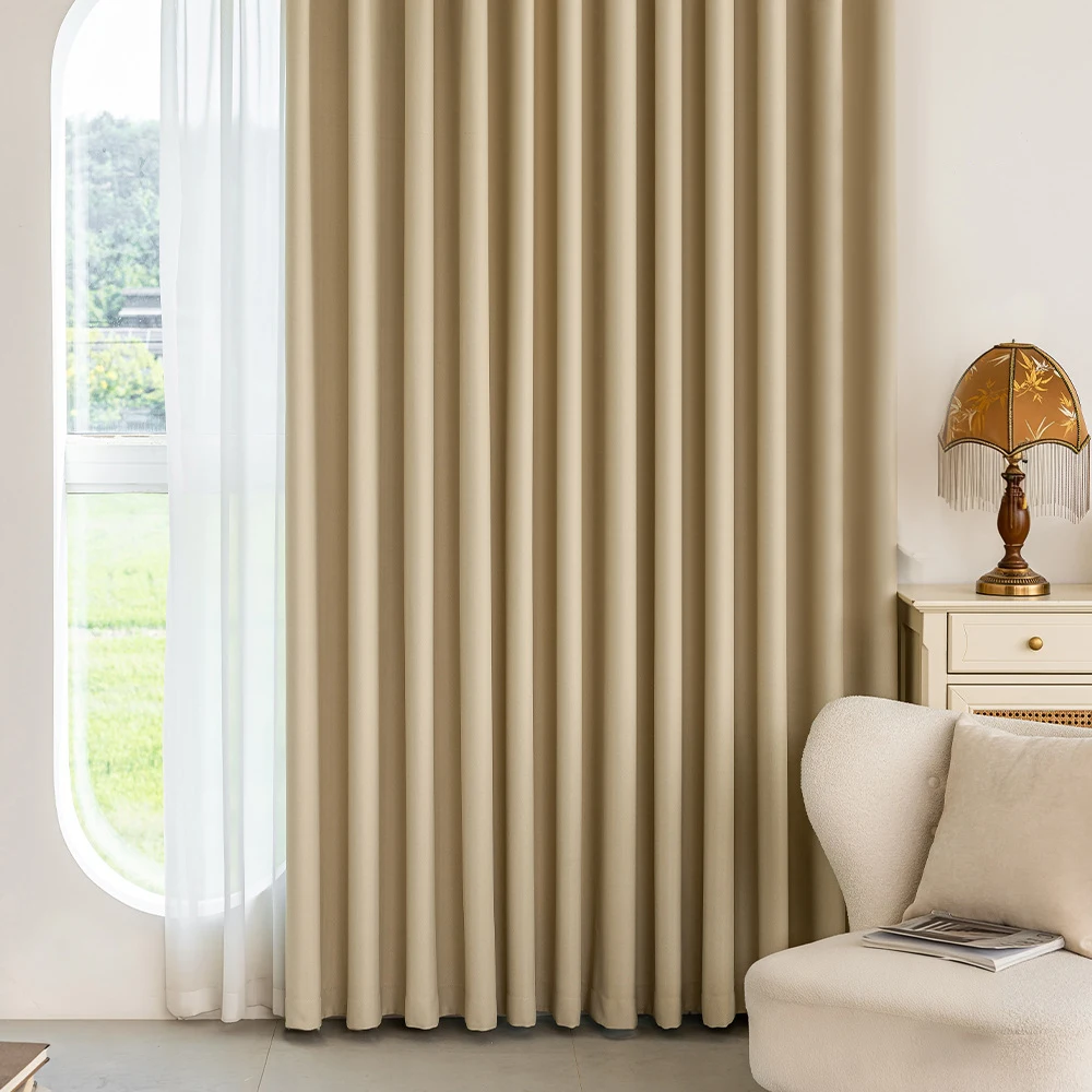 Tenda oscurante moderna e minimalista in ciniglia spessa, parasole con riduzione del rumore isolante con motivo a onde, lavorazione dell'anello di ferro