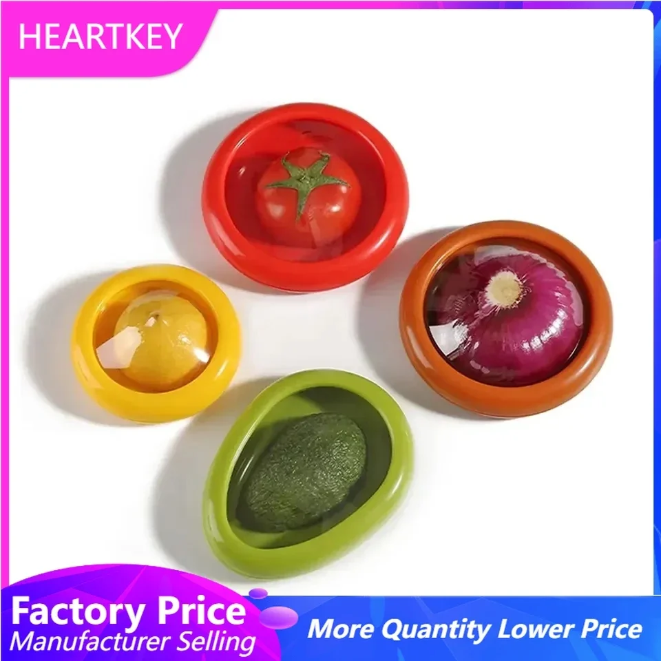 

4pcs Innovative Gadgets 2023 Storage Keeper Reusable Containers Avocado Onion Lemon Tomato Saver Food Huggers Fresh Stretch Pod