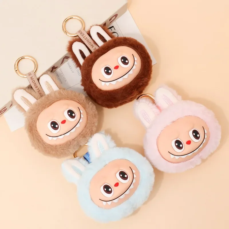 New Labubu Plush Keychain Cartoon Labubu Backpack Pendant Car Key Decoration Coin Purse Plush Pendant Children Toys Gifts