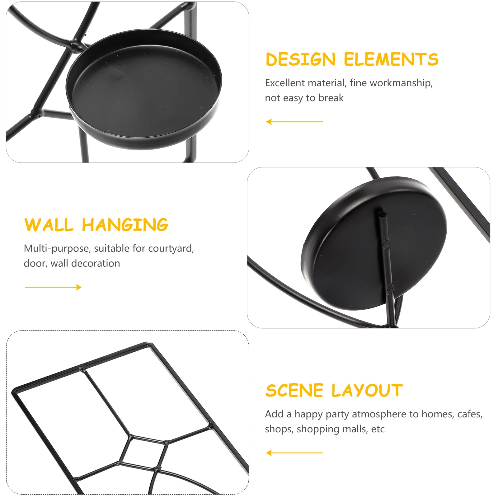 

Hanging Candlestick Iron Art Craft Home Office Decor Wall Mounted Holder Ironwork Hanging Rack Wall Decor