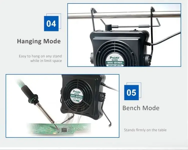 Pro'skit Lötkolben Rauchmesser Schweißtisch Reparatur Lot Rauch Abluftmesser Rauchfilter SS-595H