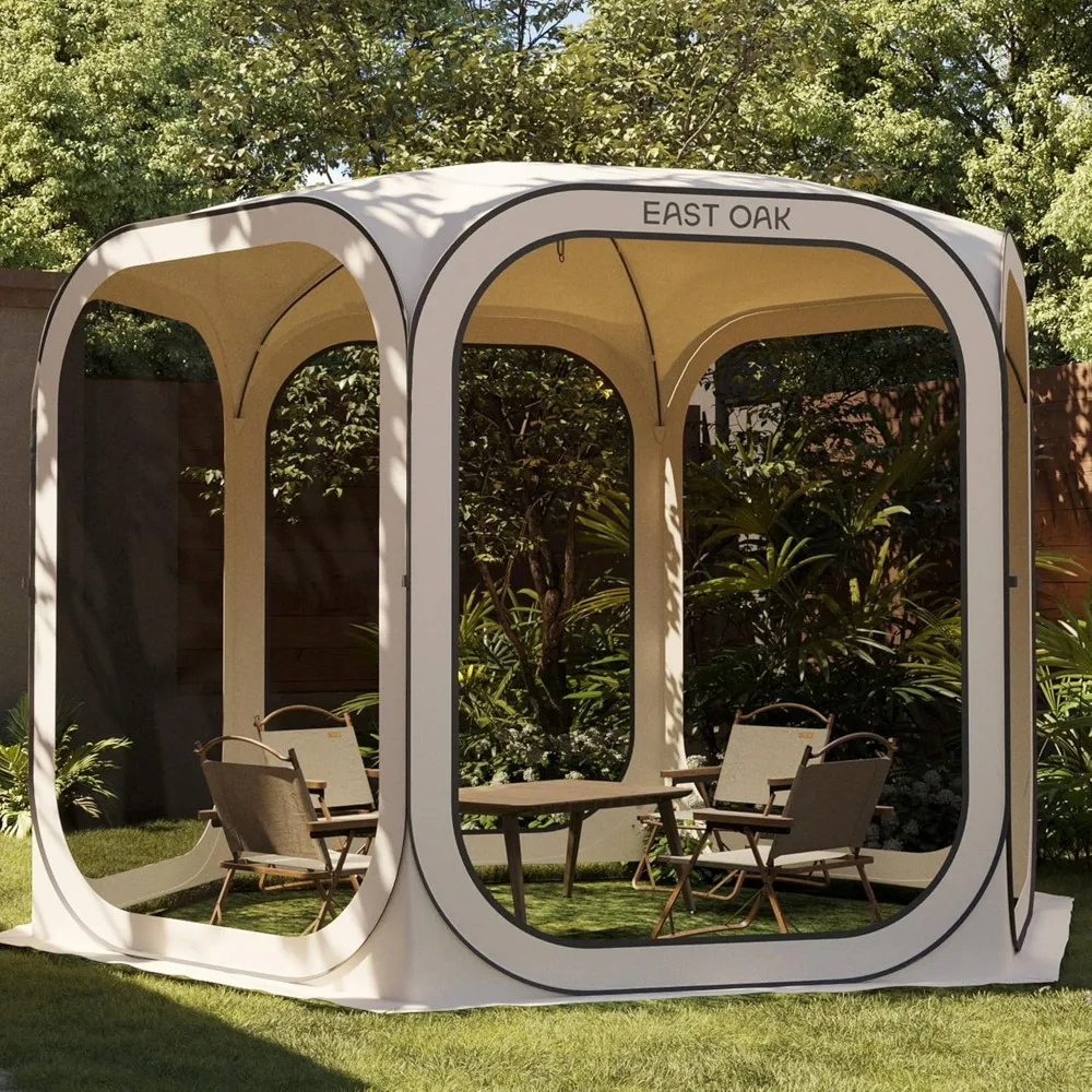 

Screen House Tent Pop-Up, Portable Screen Room Canopy Instant Screen Tent 10 x 10 FT with Carry Bag for Patio, Backyard, Deck &