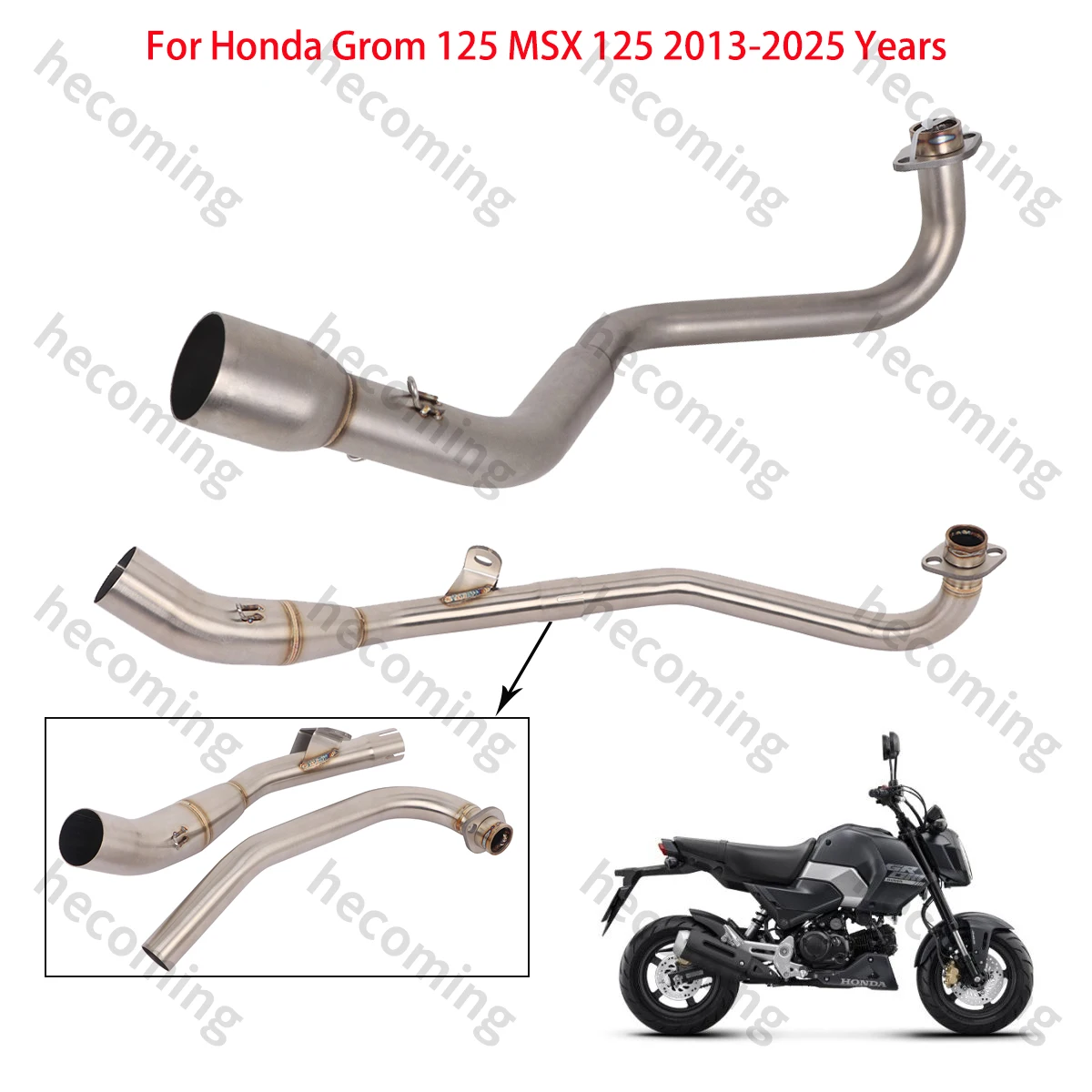 Motorcycle Exhaust System Front Pipe Slip on For Honda GROM 125 MSX 125 2013 - 2025 years Escape Modify Moto Muffler Link Pipe