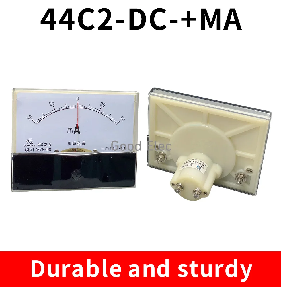 44C2 DC /75mv 50mA -0 - 50mA Ammeter  30mA 50mA 100mA 200mA 300mA  Amperemeter Gauge Analog Panel AMP Current Meter