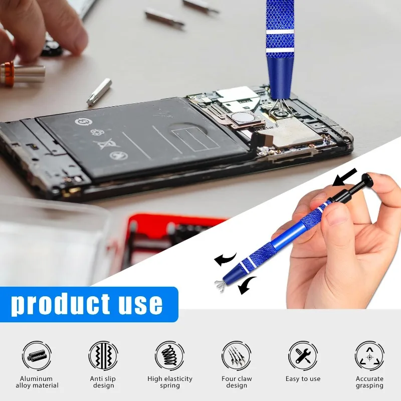 6PCS IC Extractor 4 Claw Electronic Component Grabber Extractor Pickup BGA Chip Picker Patch IC Suck Pen Electronic RepairTools
