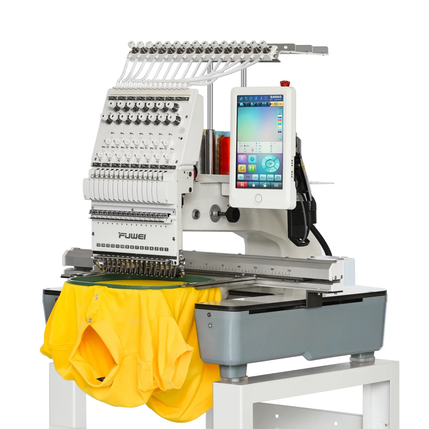 

y Cheap Cost Fuwei 15 needles single head embroidery machine