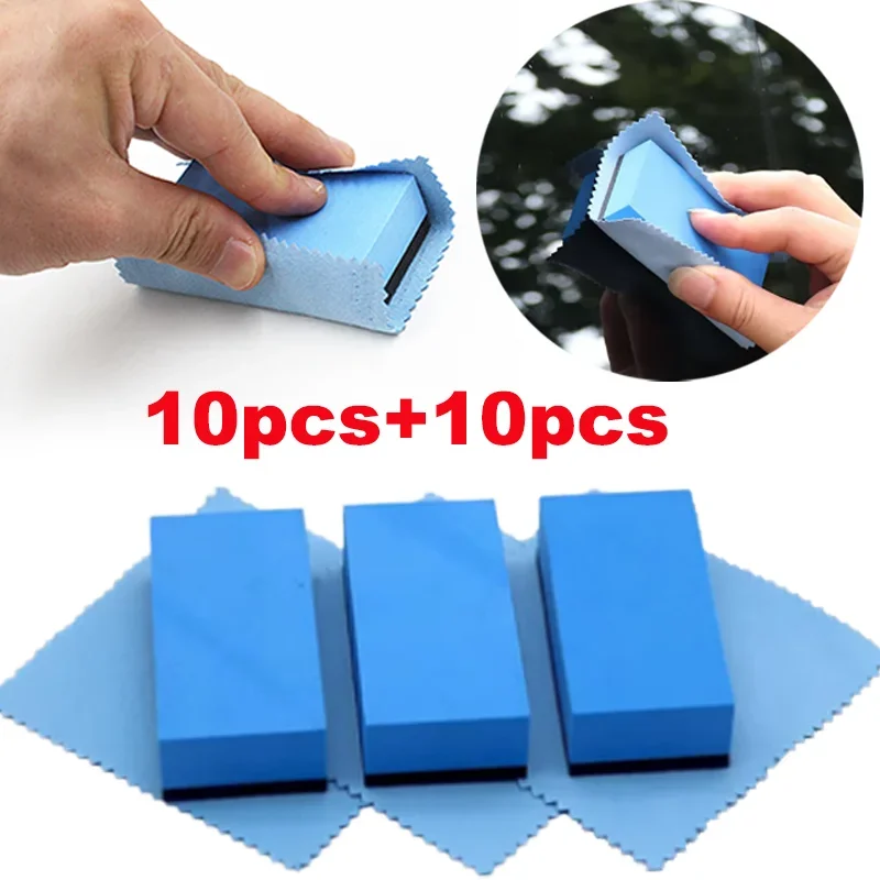 

10 Set Car Ceramic Coating Sponge Applicator Universal Nano Coat Polishing Sponges Applicators with Cloth Pad Auto Cleaning Tool