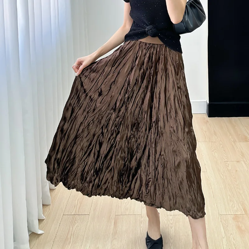 Miyake Skirt for Women 2023 Autumn New High-End Pleated Youthful-Looking Loose Plus Size All-Matching Slimming Dress