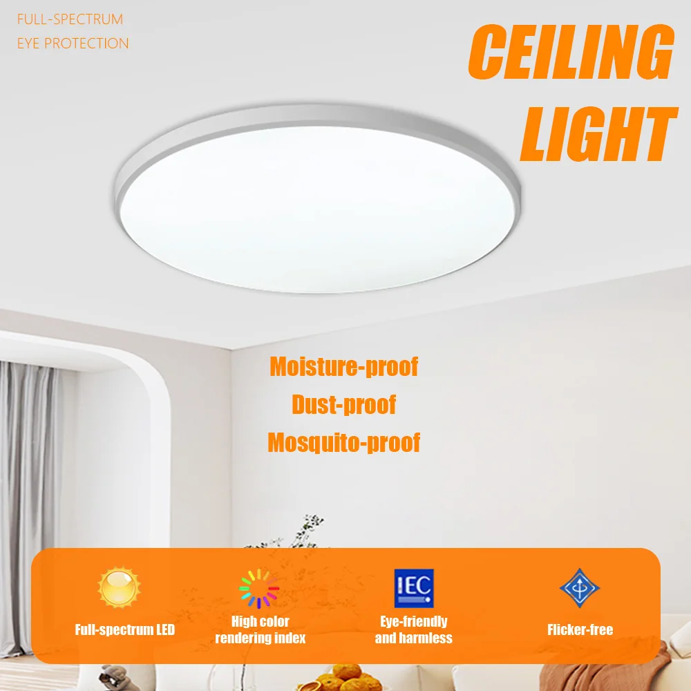 

LED Ceiling Lamp 12-18W Ultra Thin Round Flush Mount Light 110-265V Waterproof Panel Lamp for Bathroom Bedroom Kitchen Hallway